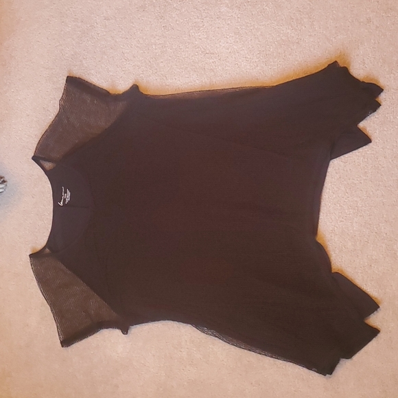 Lane Bryant size 18/20 black mesh overlay high/low sides top - Picture 6 of 7
